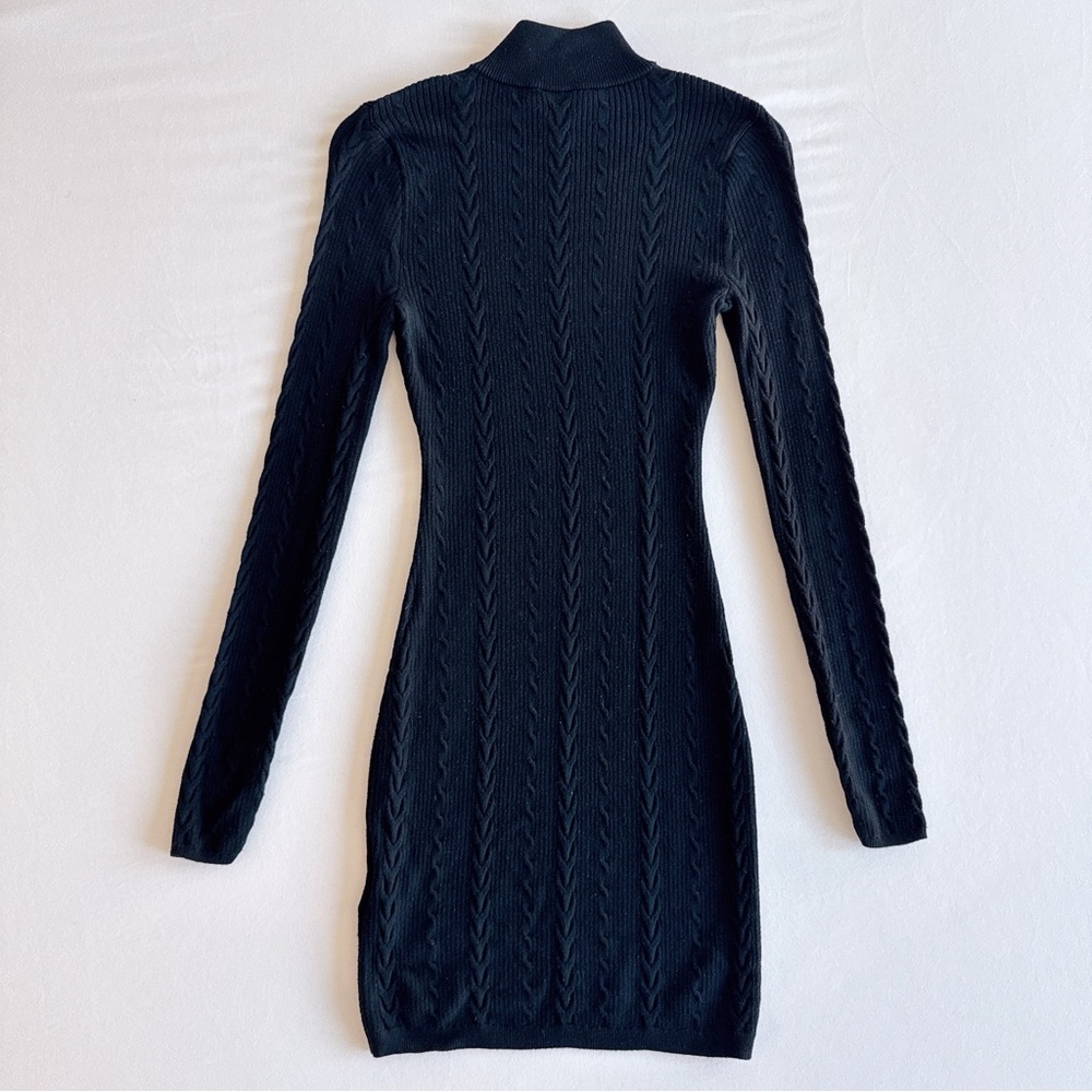 A&F Long-Sleeve Cable Mini Sweater Dress Black XXS Petite